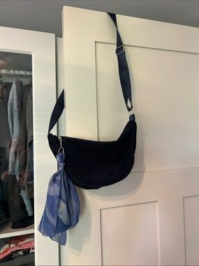 Women’s Navy Corduroy Crossbody Sling Bag